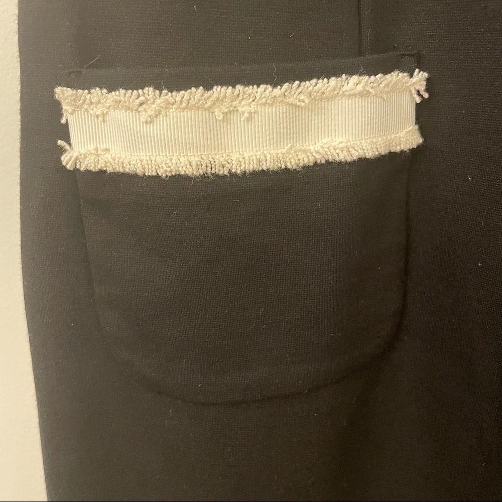 Talbots Black Dress with White Fringe Trim Size 2 - Picture 2 of 8